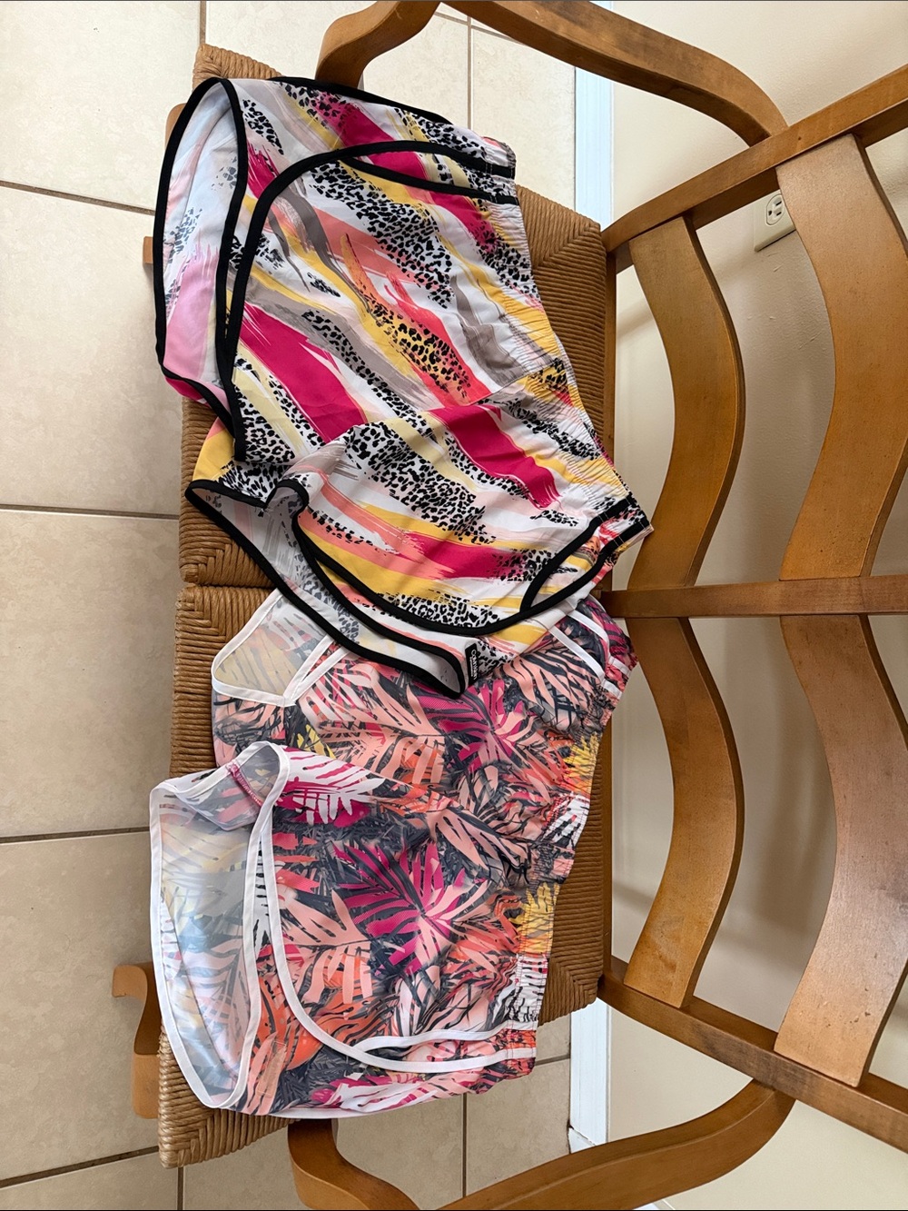Two Pair Calvin Klein Pink and Yellow Printed Athletic shorts